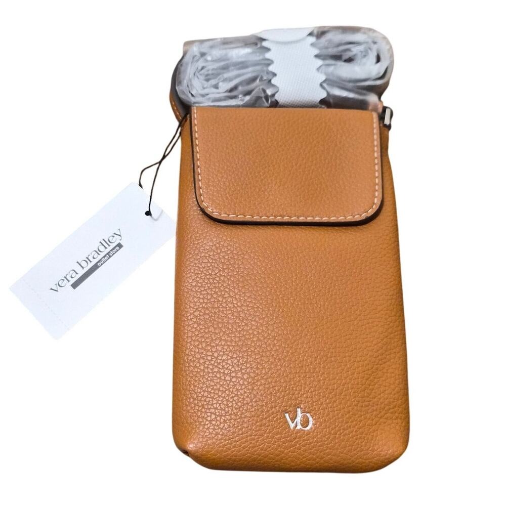 Vera Bradley Outlet Slim Easy Crossbody Light Brown Tan Purse Phone Holder NWT